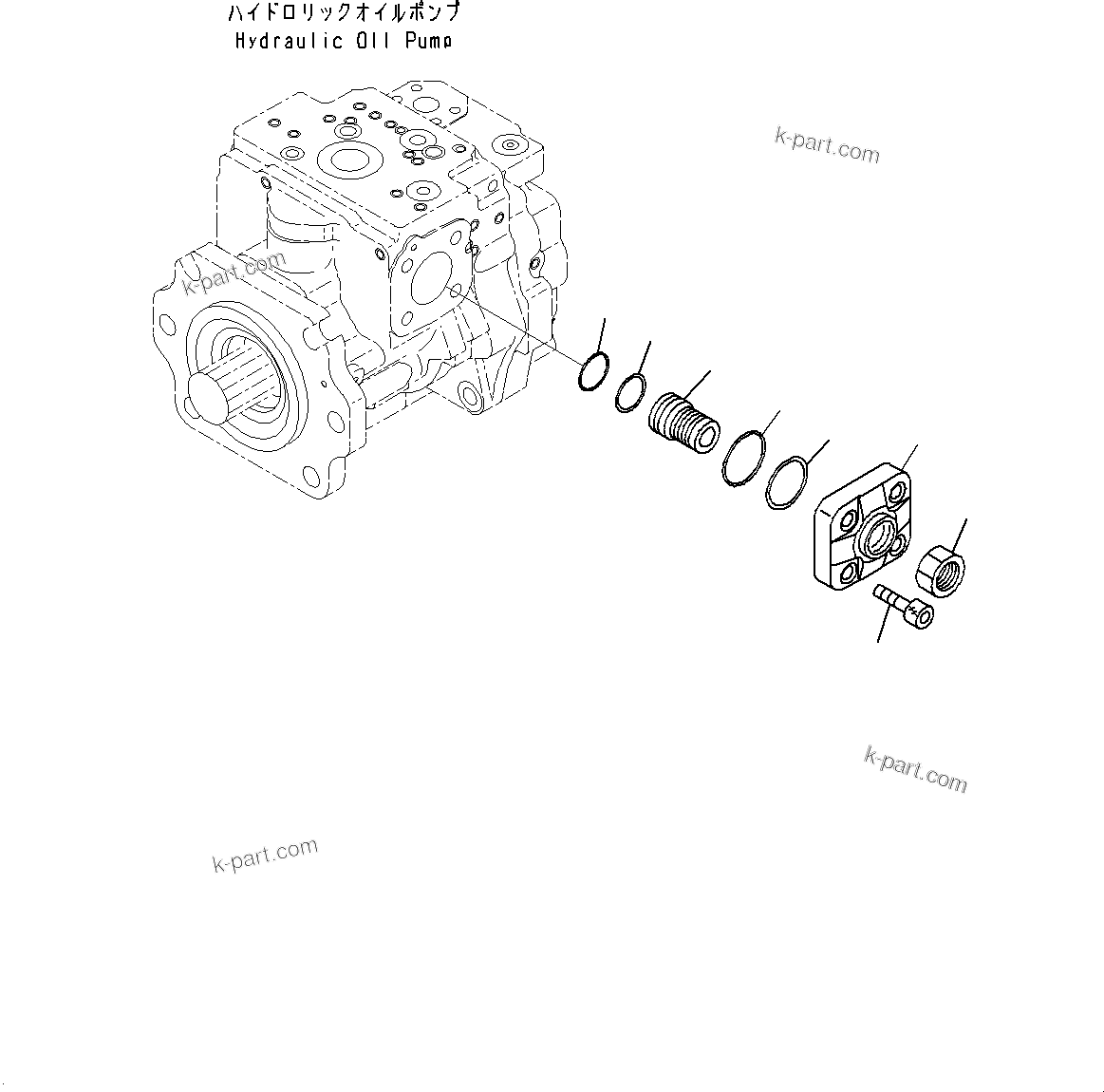 Komatsu parts book diagram for WD600-6R S/N 61001-UP: TORQUE CONVERTER AND TRANSMISSION, PISTON PUMP (15/22) (STEERING PUMP)(#60001-)