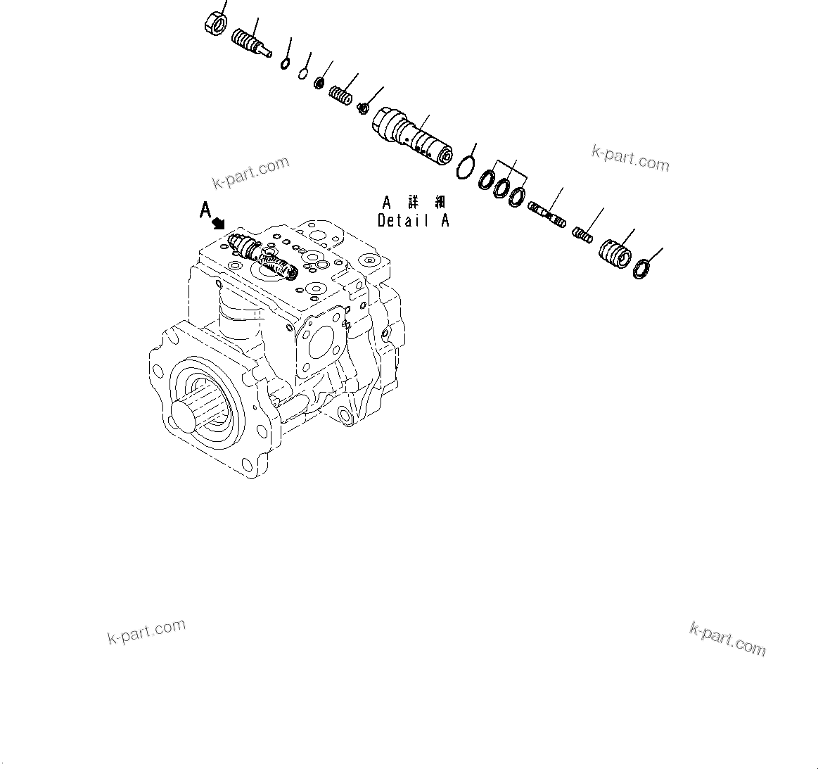 Komatsu parts book diagram for WD600-6R S/N 61001-UP: TORQUE CONVERTER AND TRANSMISSION, PISTON PUMP (16/22) (STEERING PUMP)(#60001-)