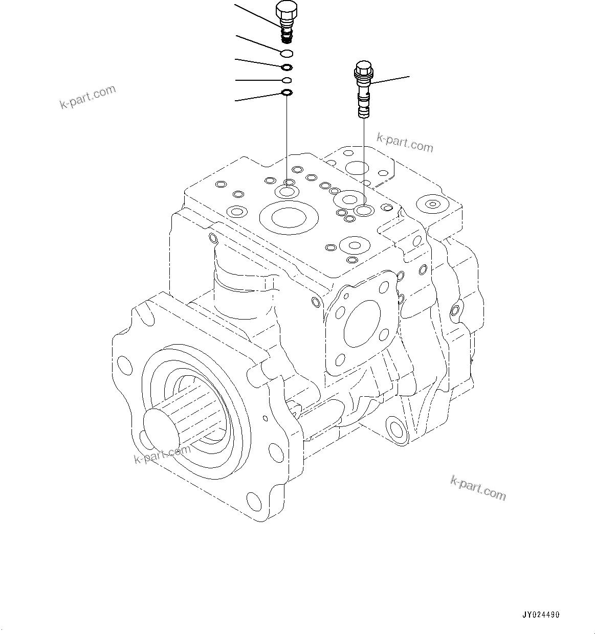 Komatsu parts book diagram for WD600-6R S/N 61001-UP: TORQUE CONVERTER AND TRANSMISSION, PISTON PUMP (15/20) (STEERING PUMP)(#60001-)