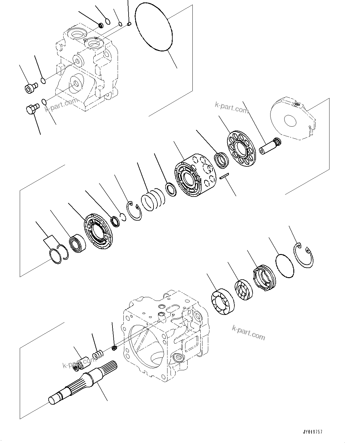 Komatsu parts book diagram for WD600-6R S/N 61001-UP: TORQUE CONVERTER AND TRANSMISSION, PISTON PUMP (17/20) (COOLING FAN PUMP)(#60001-)