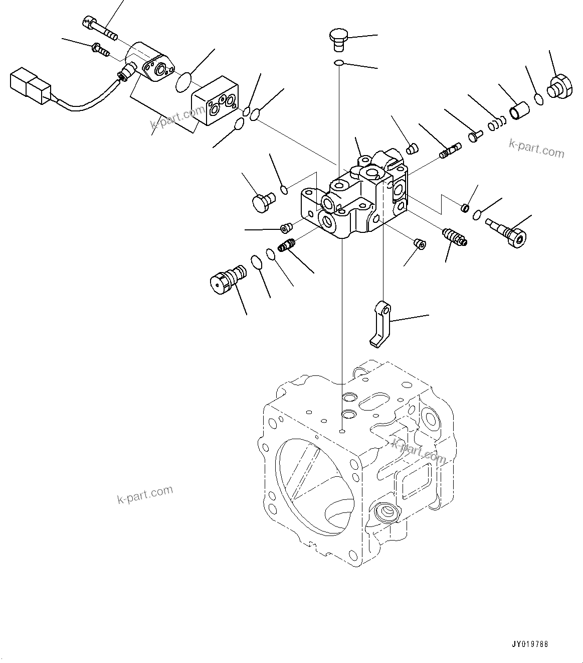 Komatsu parts book diagram for WD600-6R S/N 61001-UP: TORQUE CONVERTER AND TRANSMISSION, PISTON PUMP (20/22) (COOLING FAN PUMP)(#60001-)