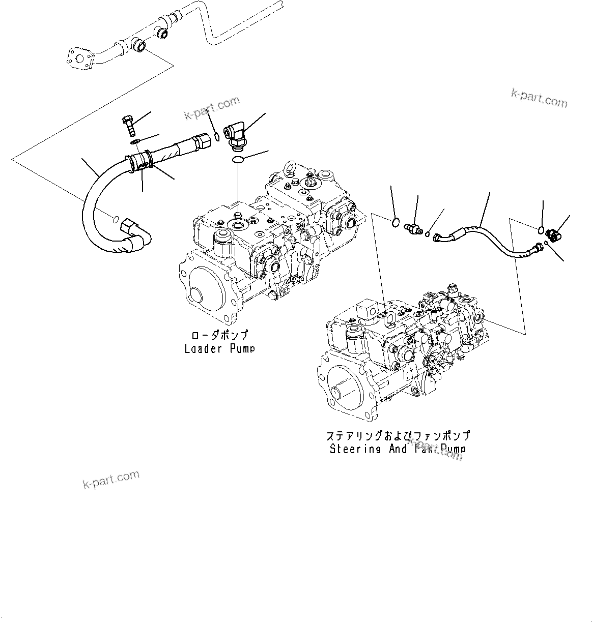 Komatsu parts book diagram for WD600-6R S/N 61001-UP: TORQUE CONVERTER AND TRANSMISSION, PUMP DRAIN PIPING(#60001-)