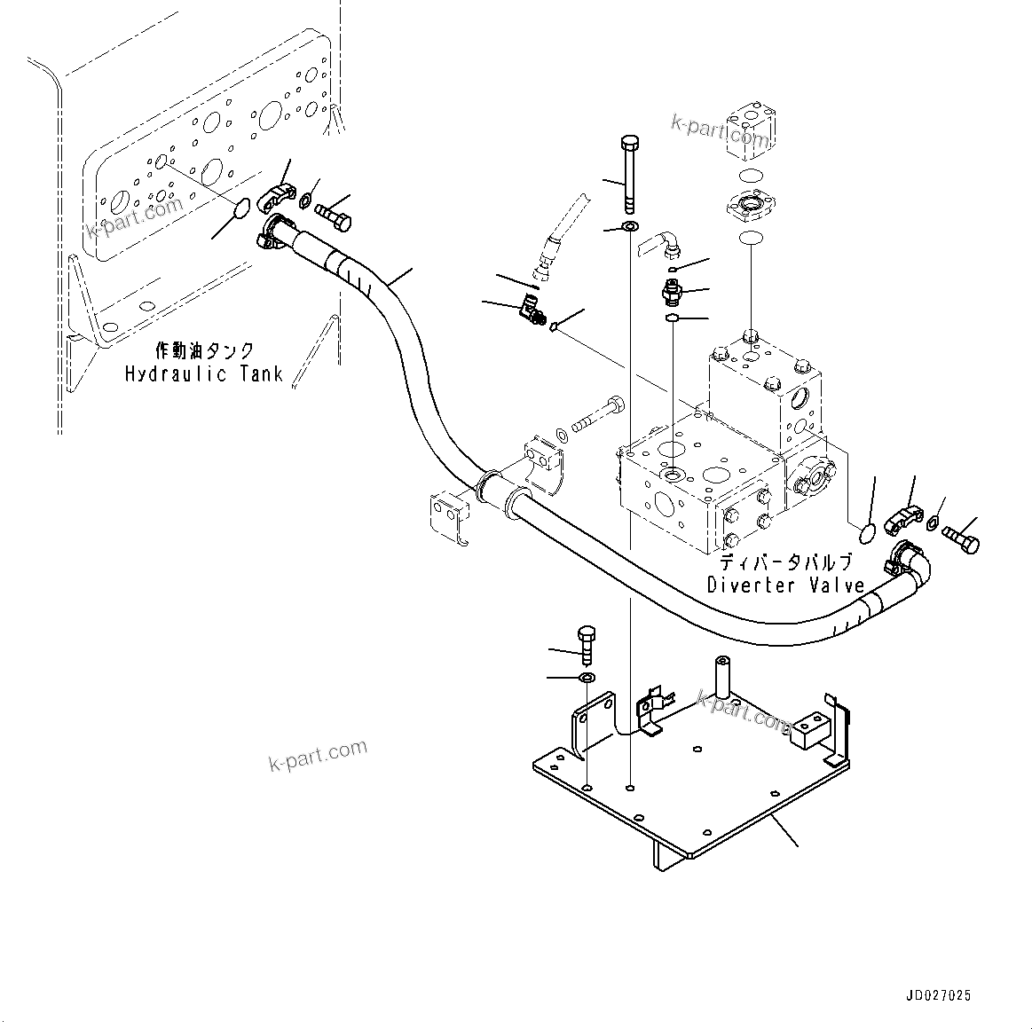 Komatsu parts book diagram for WD600-6R S/N 61001-UP: TORQUE CONVERTER AND TRANSMISSION, DRAIN PIPING(#60001-)