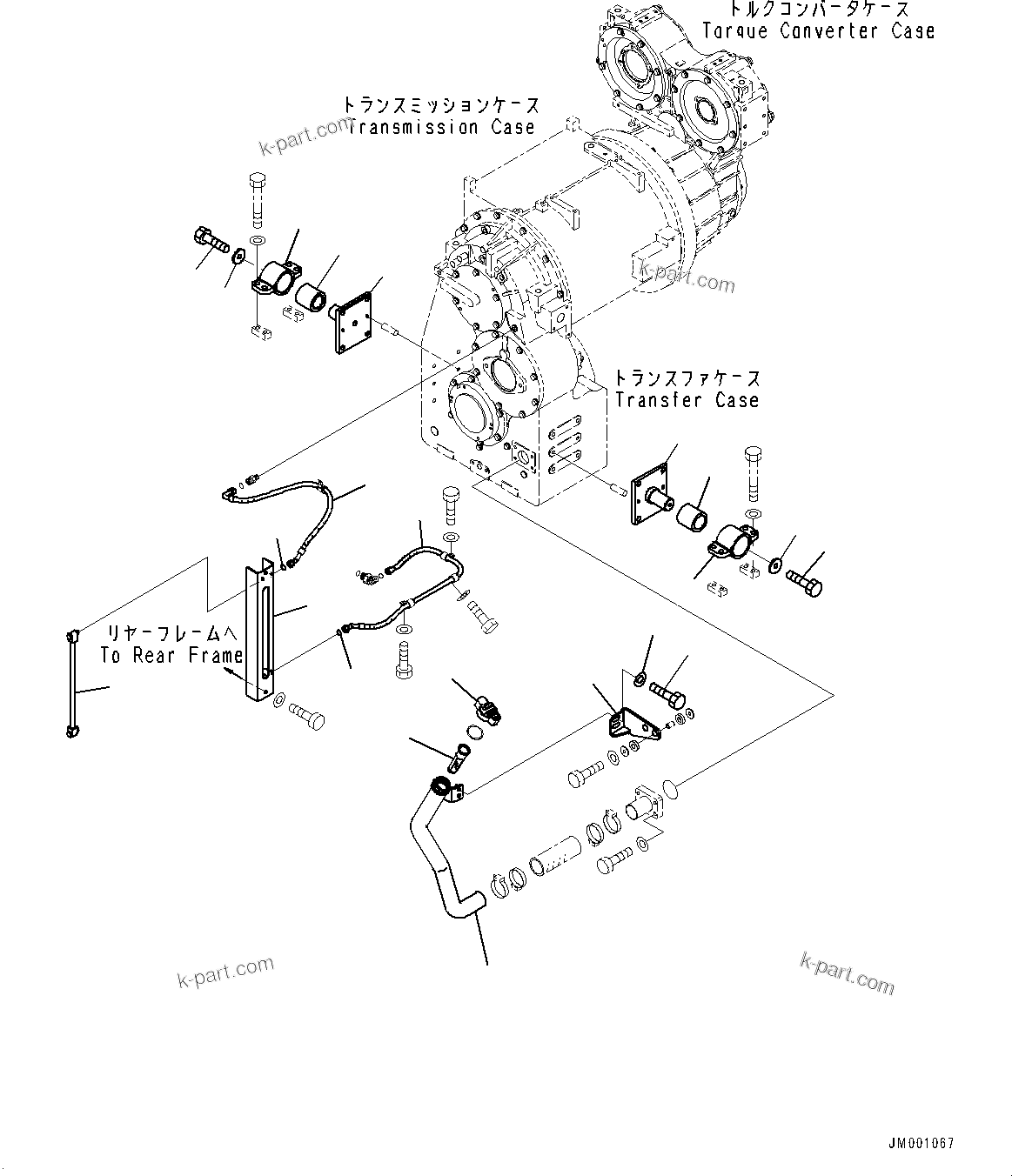 Komatsu parts book diagram for WD600-6R S/N 61001-UP: TORQUE CONVERTER AND TRANSMISSION, MOUNTING (5/5)(#60001-)