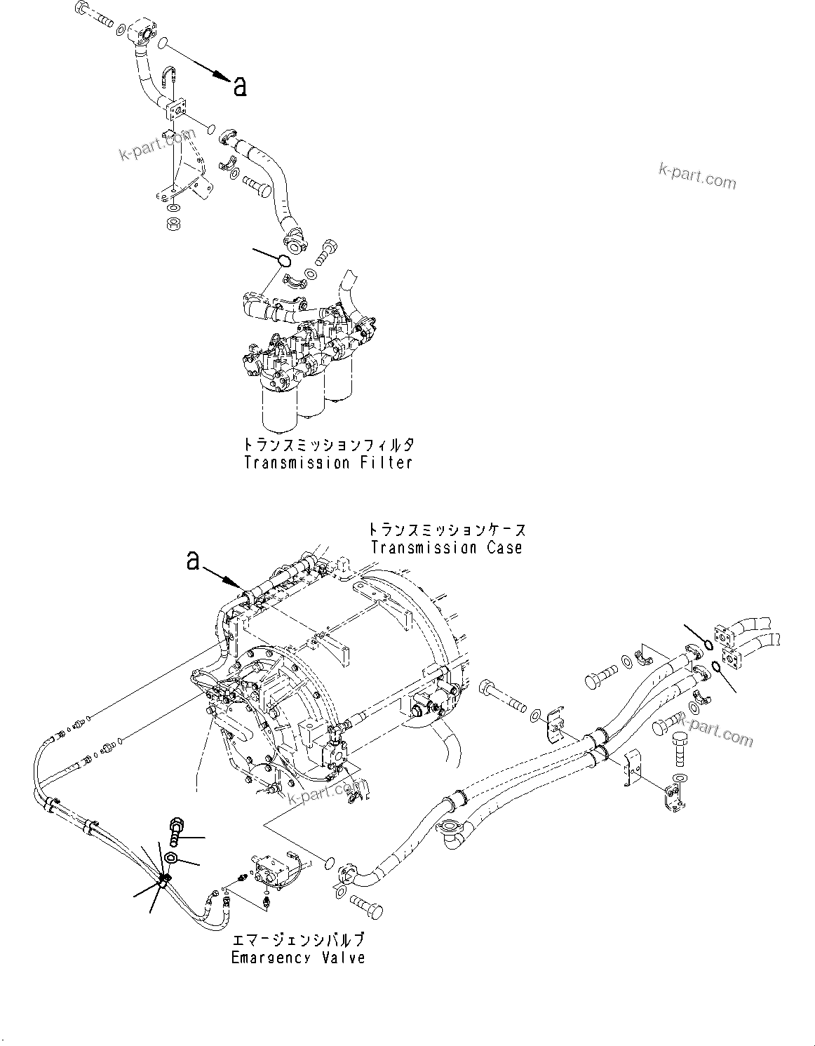 Komatsu parts book diagram for WD600-6R S/N 61001-UP: TORQUE CONVERTER AND TRANSMISSION, RELATED PARTS (3/4)(#60001-)