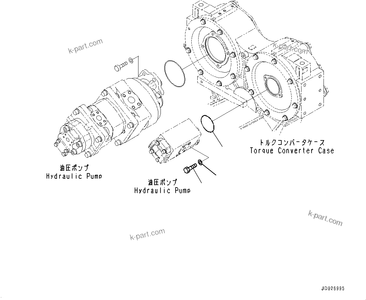 Komatsu parts book diagram for WD600-6R S/N 61001-UP: TORQUE CONVERTER AND TRANSMISSION, MOUNTING (5/6) (WITH BRAKE OIL COOLING SYSTEM)(#60001-)