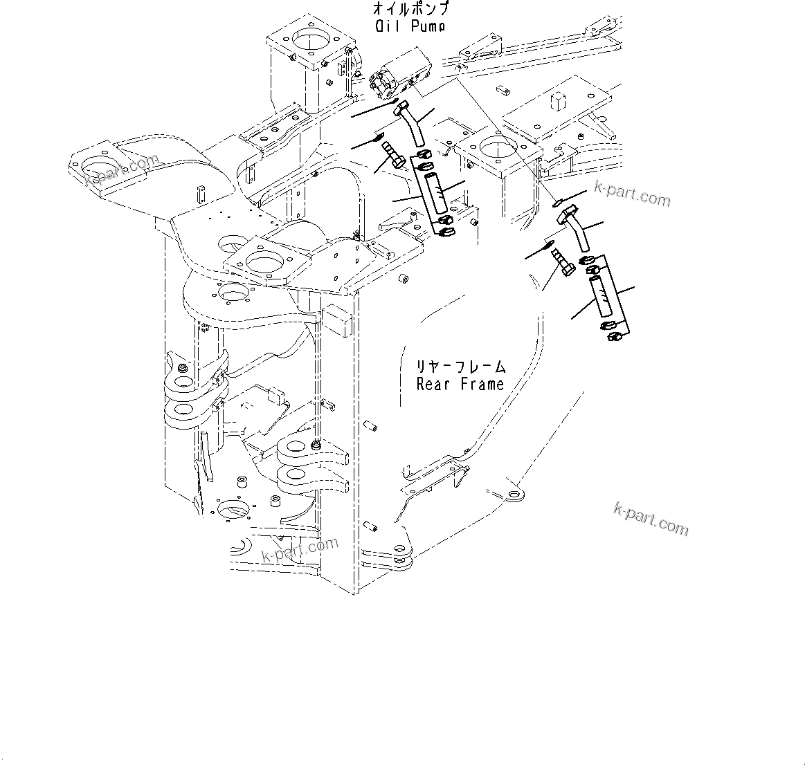 Komatsu parts book diagram for WD600-6R S/N 61001-UP: TORQUE CONVERTER AND TRANSMISSION, SUCTION PIPING (4/4) (WITH BRAKE OIL COOLING SYSTEM)(#60001-)