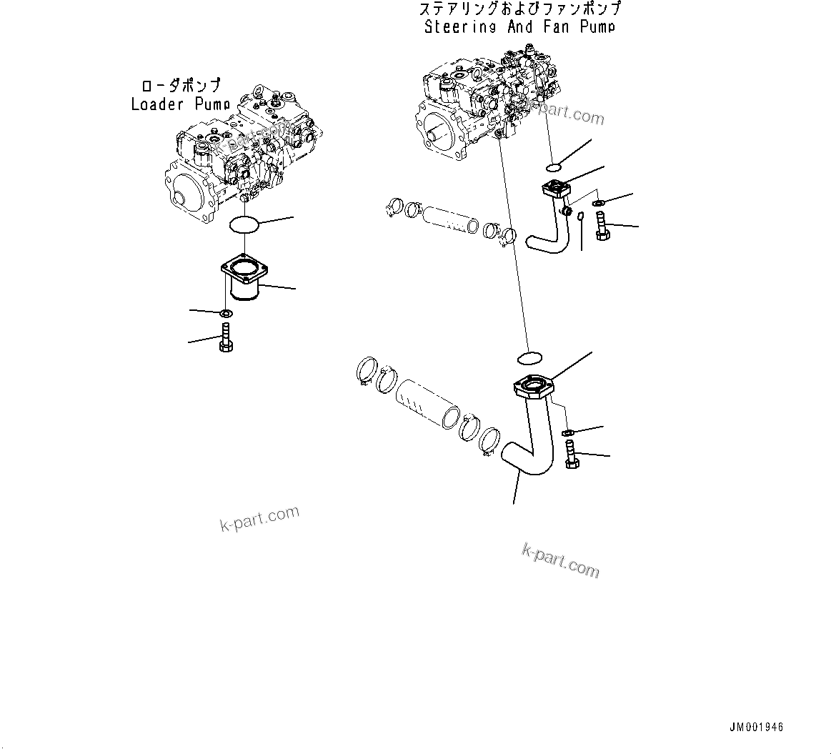 Komatsu parts book diagram for WD600-6R S/N 61001-UP: TORQUE CONVERTER AND TRANSMISSION, SUCTION PIPING (1/4) (FOR COLD AREA SPECIFICATION A (-30 DEG C))(#60001-)