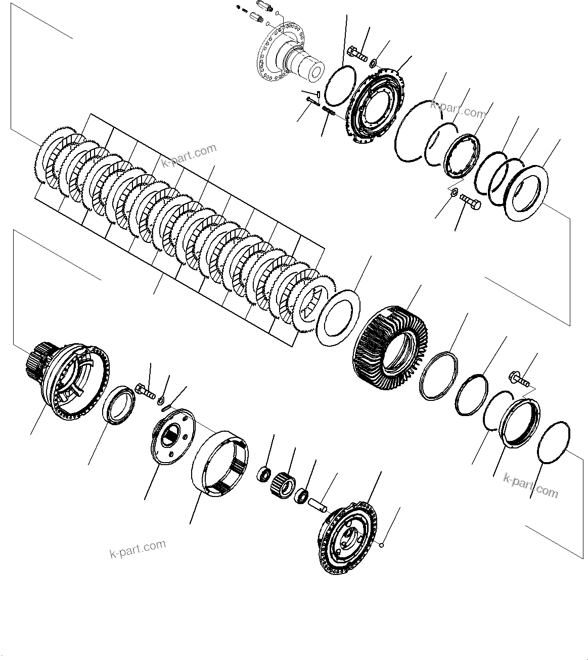 Komatsu parts book diagram for WD600-6R S/N 61001-UP: REAR AXLE, FINAL DRIVE R.H. (1/2)(#60001-)