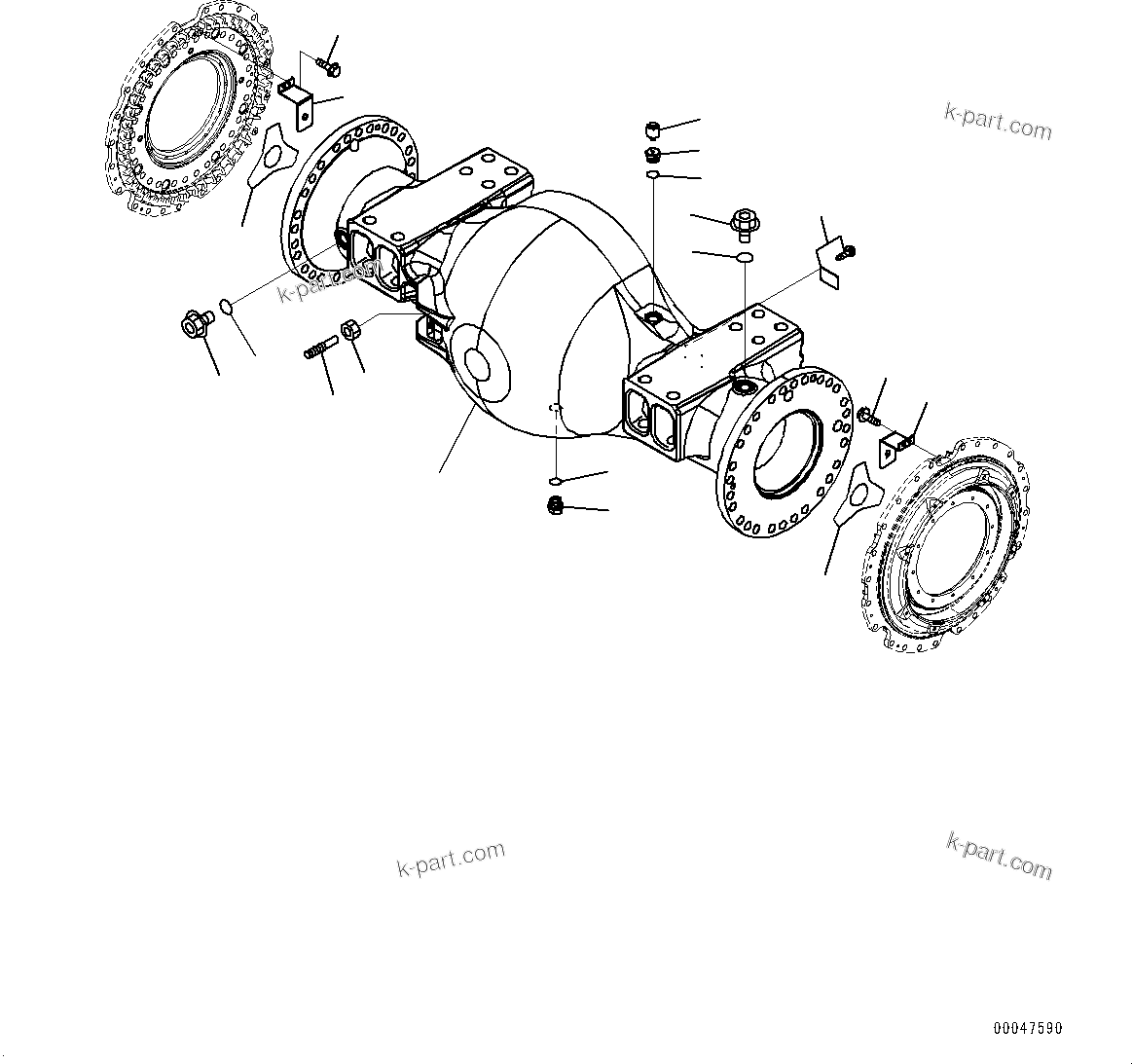 Komatsu parts book diagram for WD600-6R S/N 61001-UP: FRONT AXLE, HOUSING AND RELATED PARTS(#60001-)