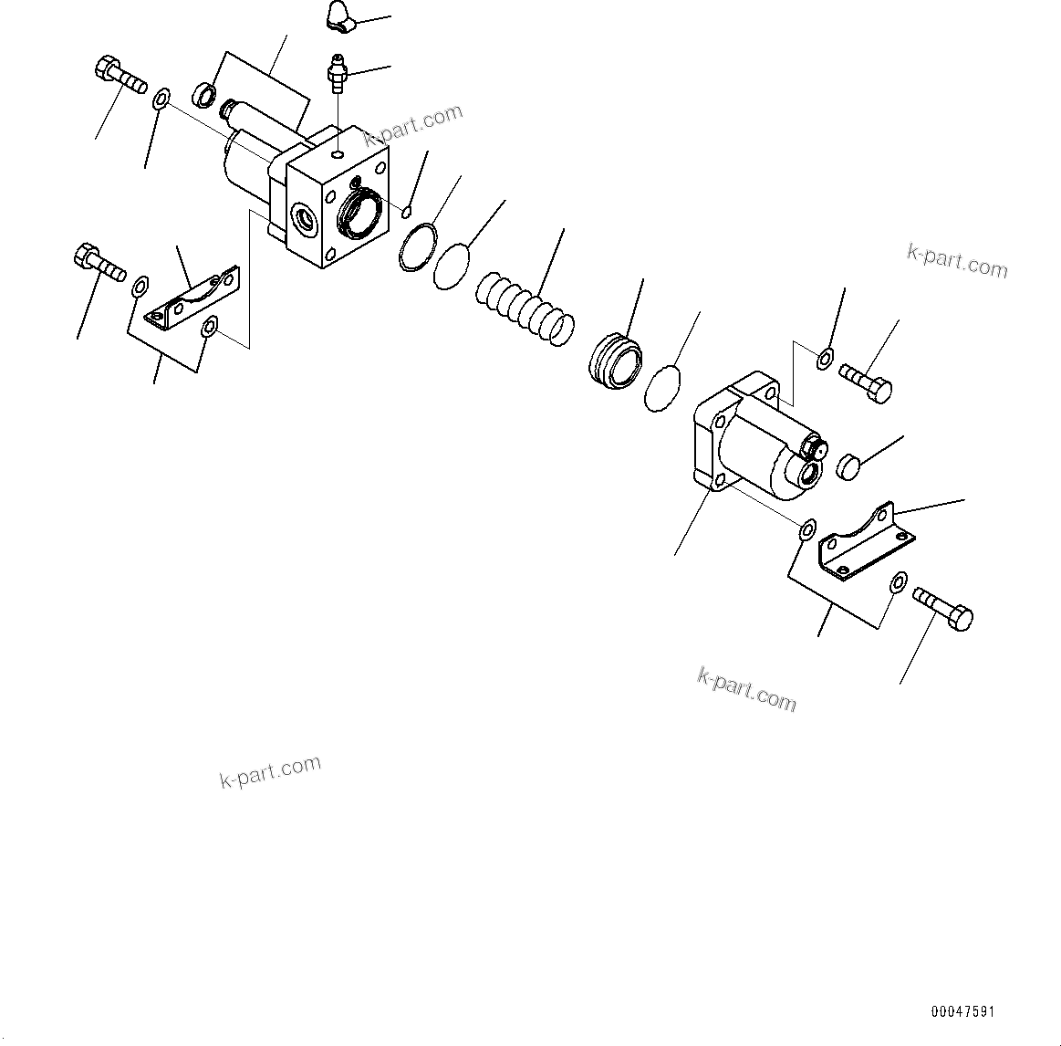 Komatsu parts book diagram for WD600-6R S/N 61001-UP: FRONT AXLE, SLACK ADJUSTER(#60001-)