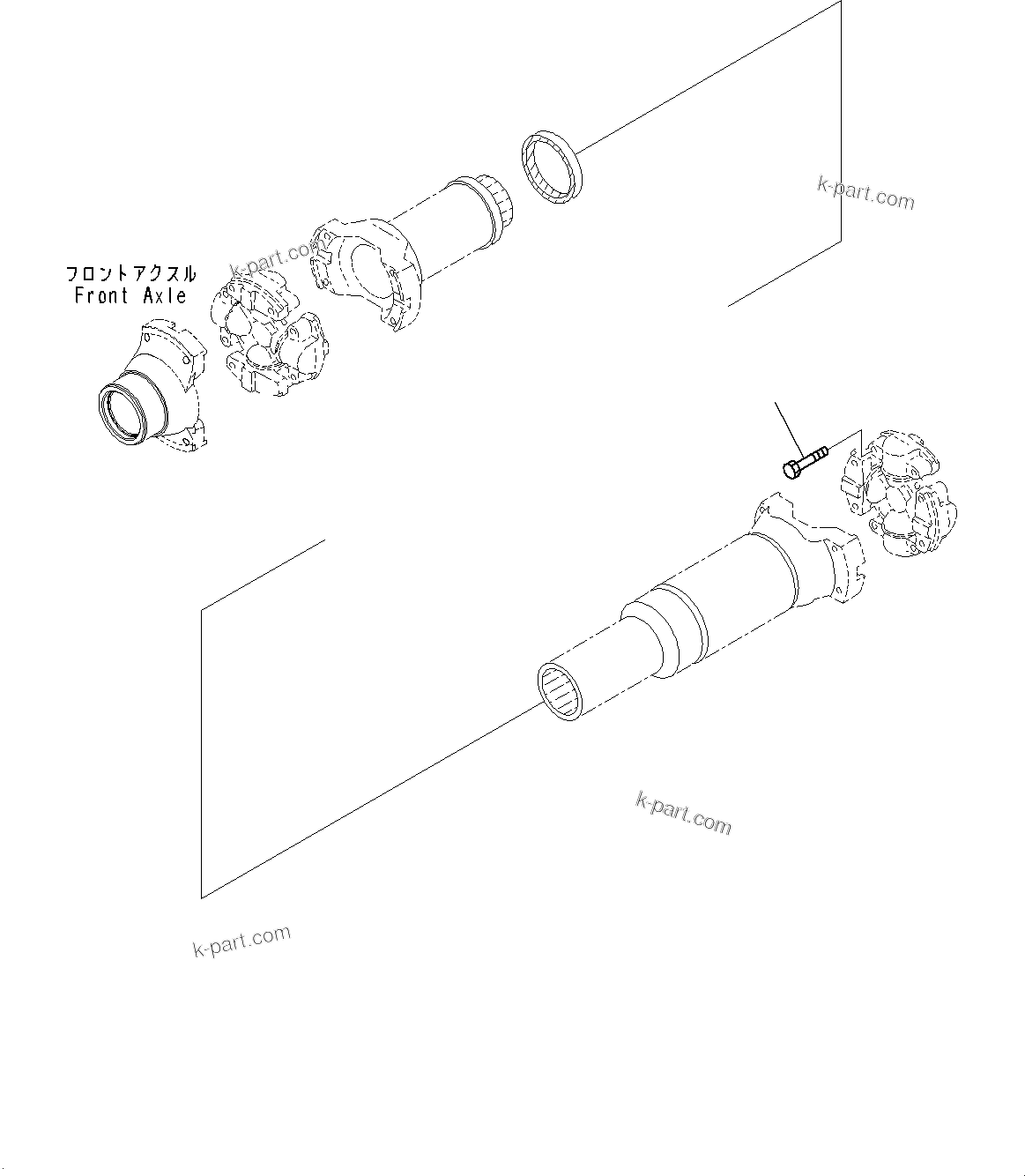 Komatsu parts book diagram for WD600-6R S/N 61001-UP: FRONT AXLE, RELATED PARTS(#60001-)