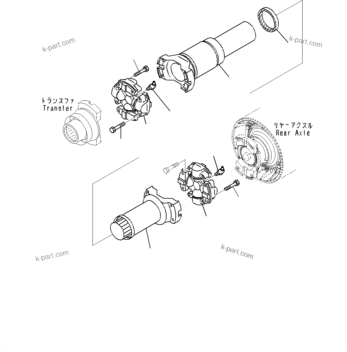 Komatsu parts book diagram for WD600-6R S/N 61001-UP: REAR AXLE, DRIVE SHAFT(#60001-)