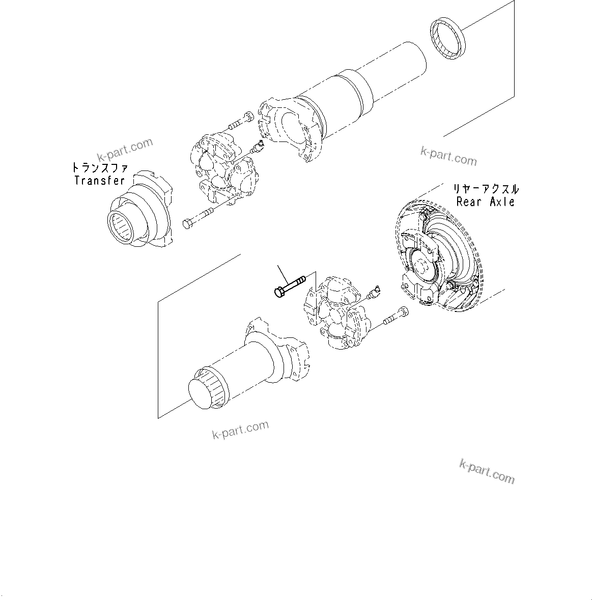 Komatsu parts book diagram for WD600-6R S/N 61001-UP: REAR AXLE, RELATED PARTS(#60001-)