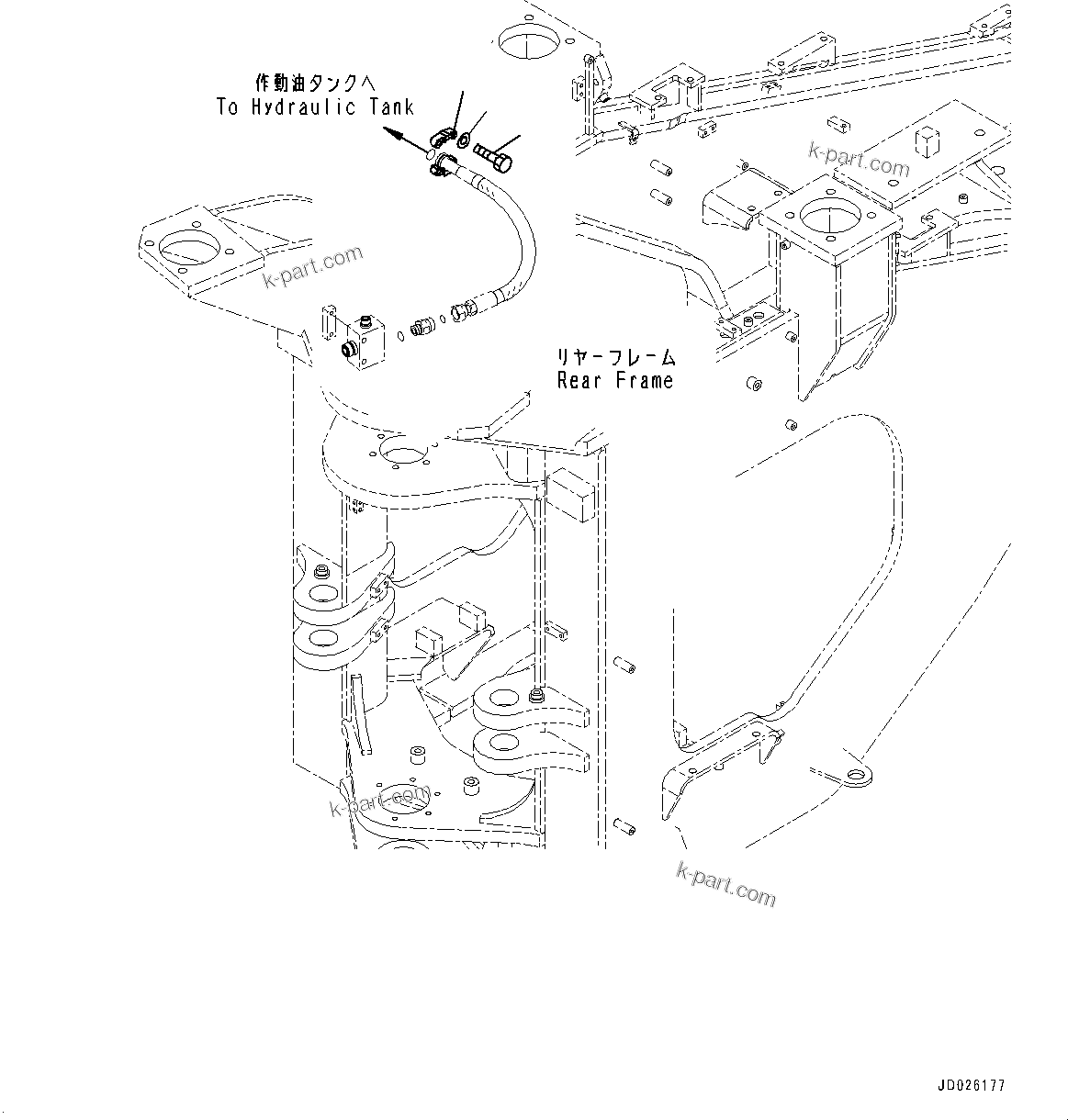 Komatsu parts book diagram for WD600-6R S/N 61001-UP: HYDRAULIC TANK, BRAKE PIPING(#60001-)