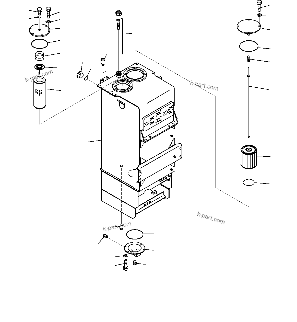 Komatsu parts book diagram for WD600-6R S/N 61001-UP: HYDRAULIC TANK, TANK (WITH AUTO-GREASING SYSTEM)(#60001-)