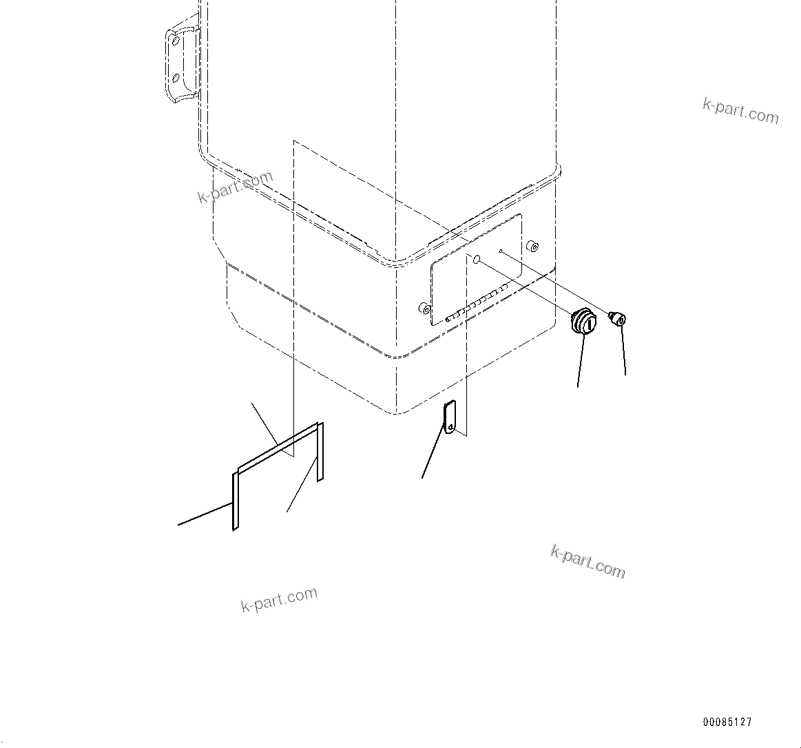 Komatsu parts book diagram for WD600-6R S/N 61001-UP: HYDRAULIC TANK, COVER LOCK (WITH AUTO-GREASING SYSTEM)(#60001-)