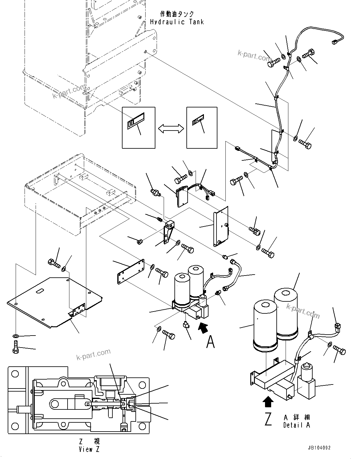 Komatsu parts book diagram for WD600-6R S/N 61001-UP: HYDRAULIC TANK, PUMP AND CONTROLLER (WITH AUTO-GREASING SYSTEM)(#60001-)