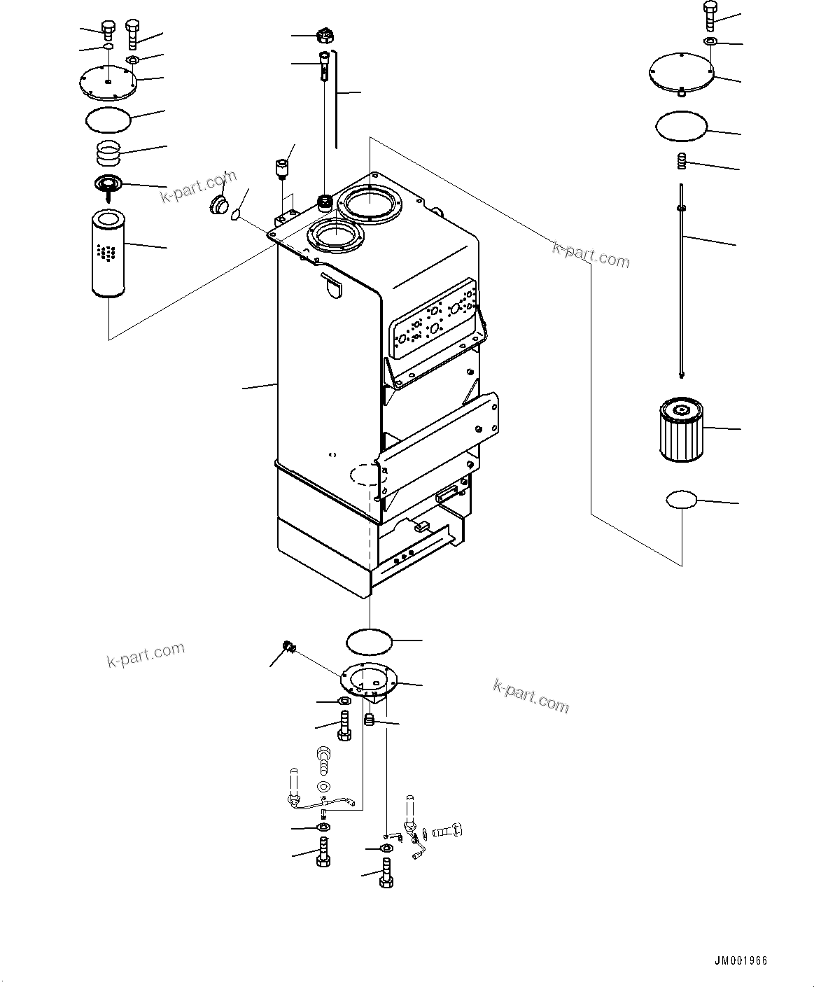 Komatsu parts book diagram for WD600-6R S/N 61001-UP: HYDRAULIC TANK, TANK (WITH AUTO-GREASING SYSTEM, FOR COLD AREA SPECIFICATION A (-30 DEG C))(#60001-)