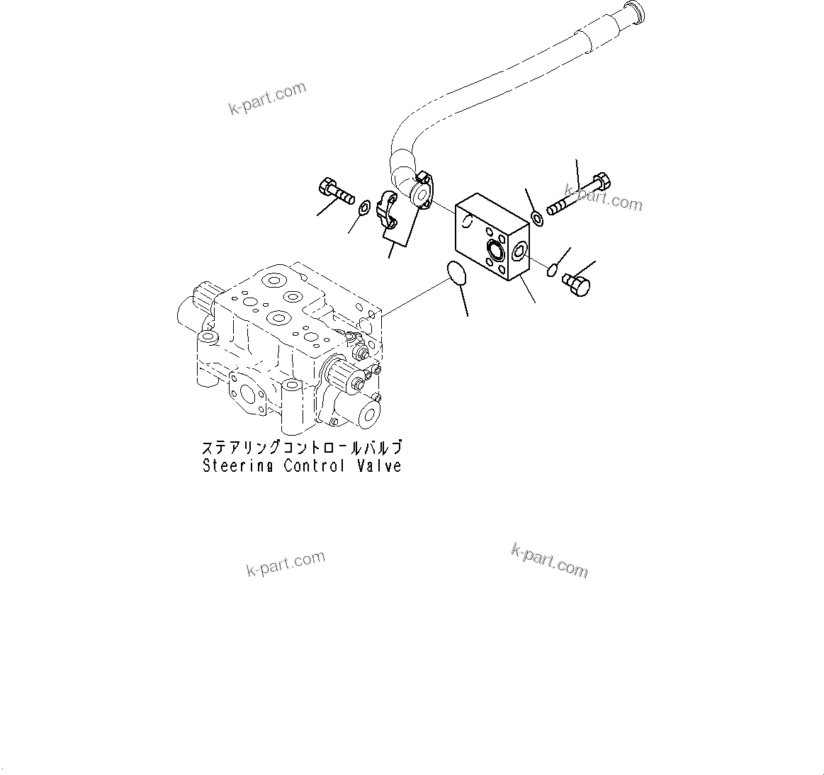 Komatsu parts book diagram for WD600-6R S/N 61001-UP: STEERING CONTROL VALVE, PIPING(#60001-)