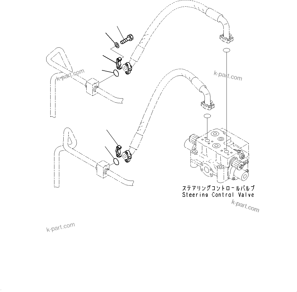 Komatsu parts book diagram for WD600-6R S/N 61001-UP: STEERING CONTROL VALVE, RELATED PARTS (2/2)(#60001-)