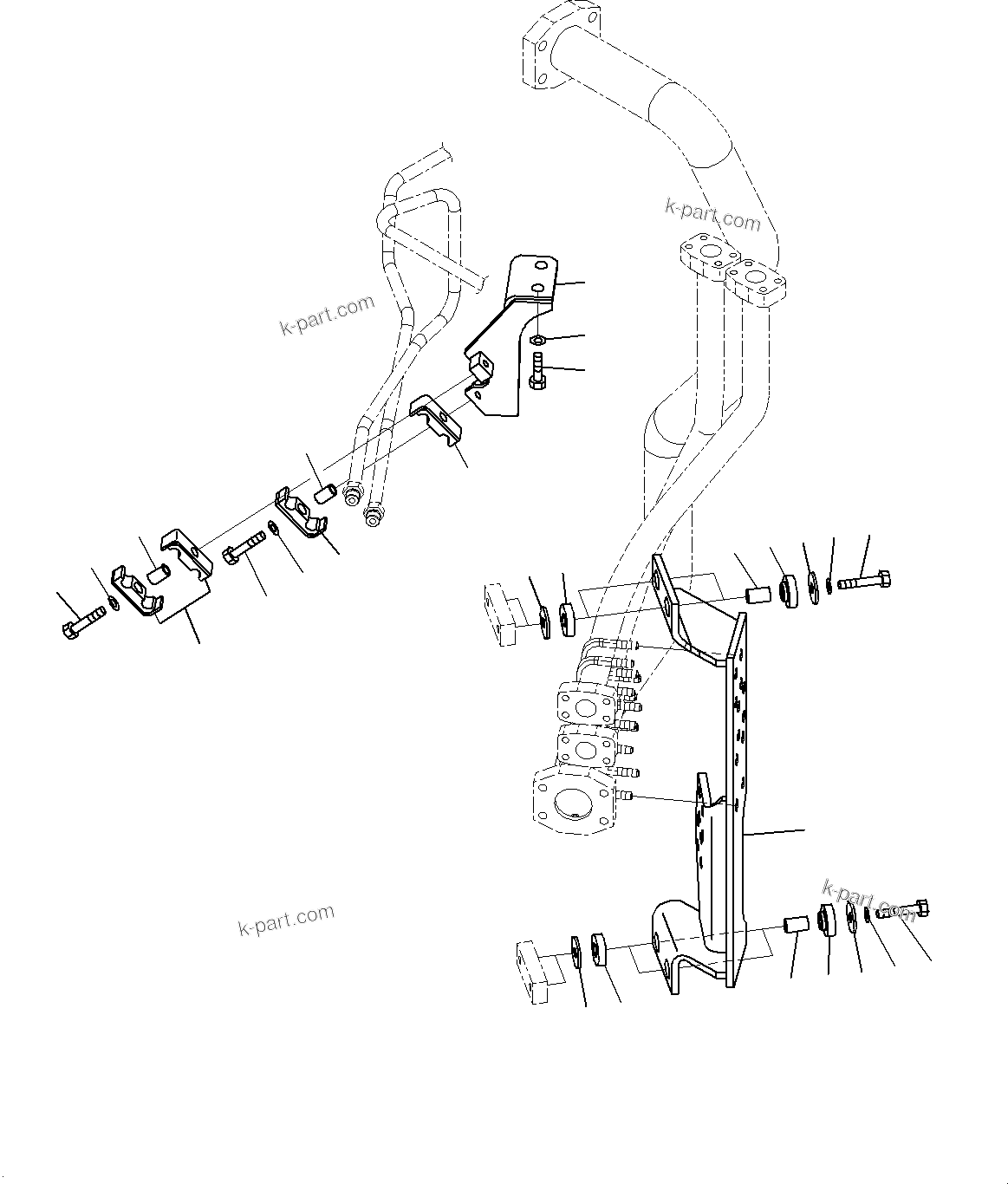 Komatsu parts book diagram for WD600-6R S/N 61001-UP: HYDRAULIC PIPING, MOUNTING(#60001-)