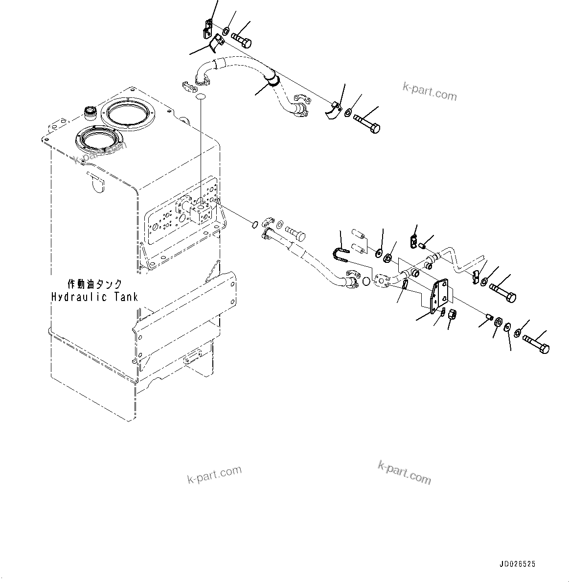 Komatsu parts book diagram for WD600-6R S/N 61001-UP: HYDRAULIC PIPING, COOLING PIPING (3/3)(#60001-)