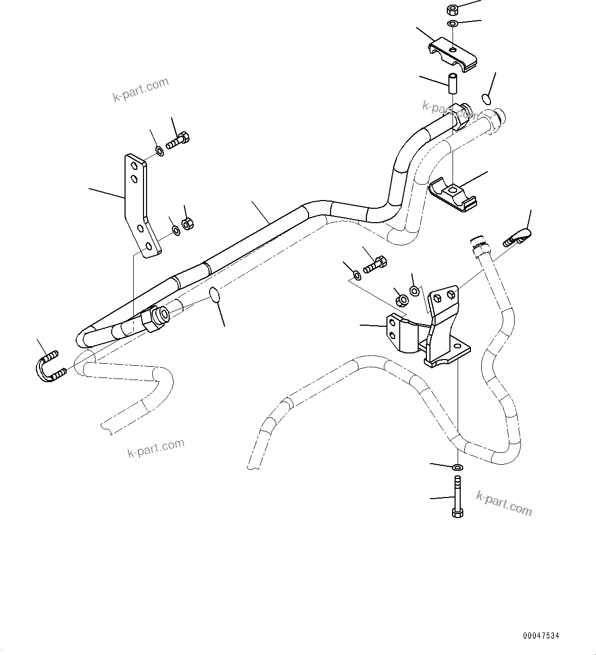 Komatsu parts book diagram for WD600-6R S/N 61001-UP: HYDRAULIC PIPING, FAN MOTOR PIPING(#60001-)
