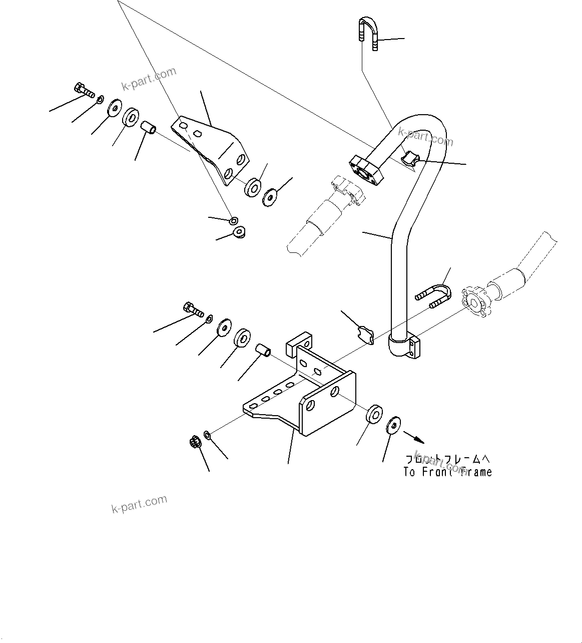 Komatsu parts book diagram for WD600-6R S/N 61001-UP: HYDRAULIC PIPING, FRONT PIPING (1/2)(#60001-)