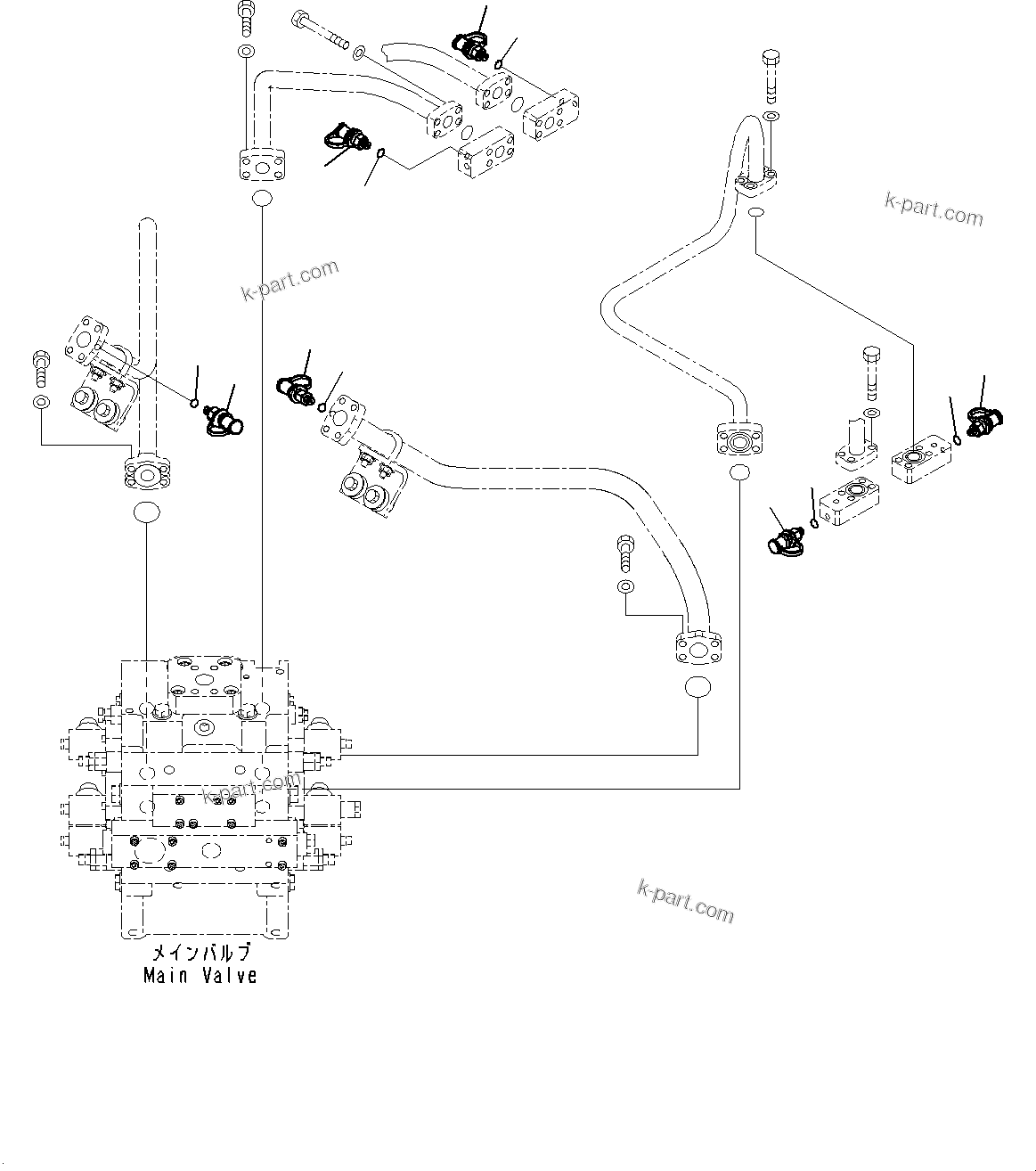 Komatsu parts book diagram for WD600-6R S/N 61001-UP: HYDRAULIC PIPING, FITTING(#60001-)