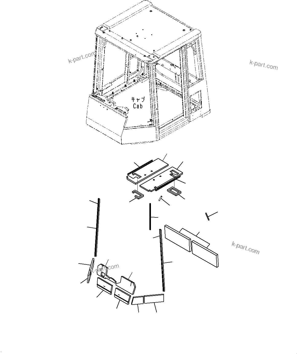Komatsu parts book diagram for WD600-6R S/N 61001-UP: CAB, SHEET(#61001-)