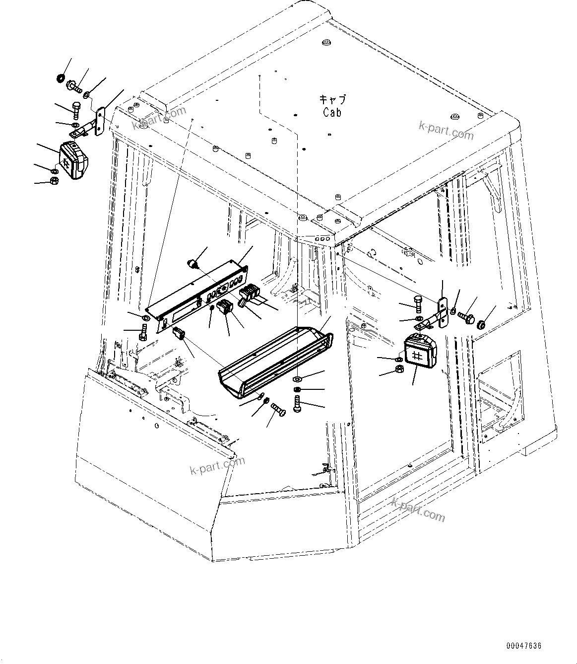 Komatsu parts book diagram for WD600-6R S/N 61001-UP: CAB, CAB IN PARTS, ELECTRIC PARTS (1/3)(#61001-)