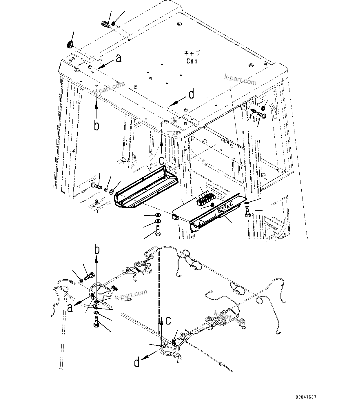 Komatsu parts book diagram for WD600-6R S/N 61001-UP: CAB, CAB IN PARTS, ELECTRIC PARTS (2/3)(#61001-)