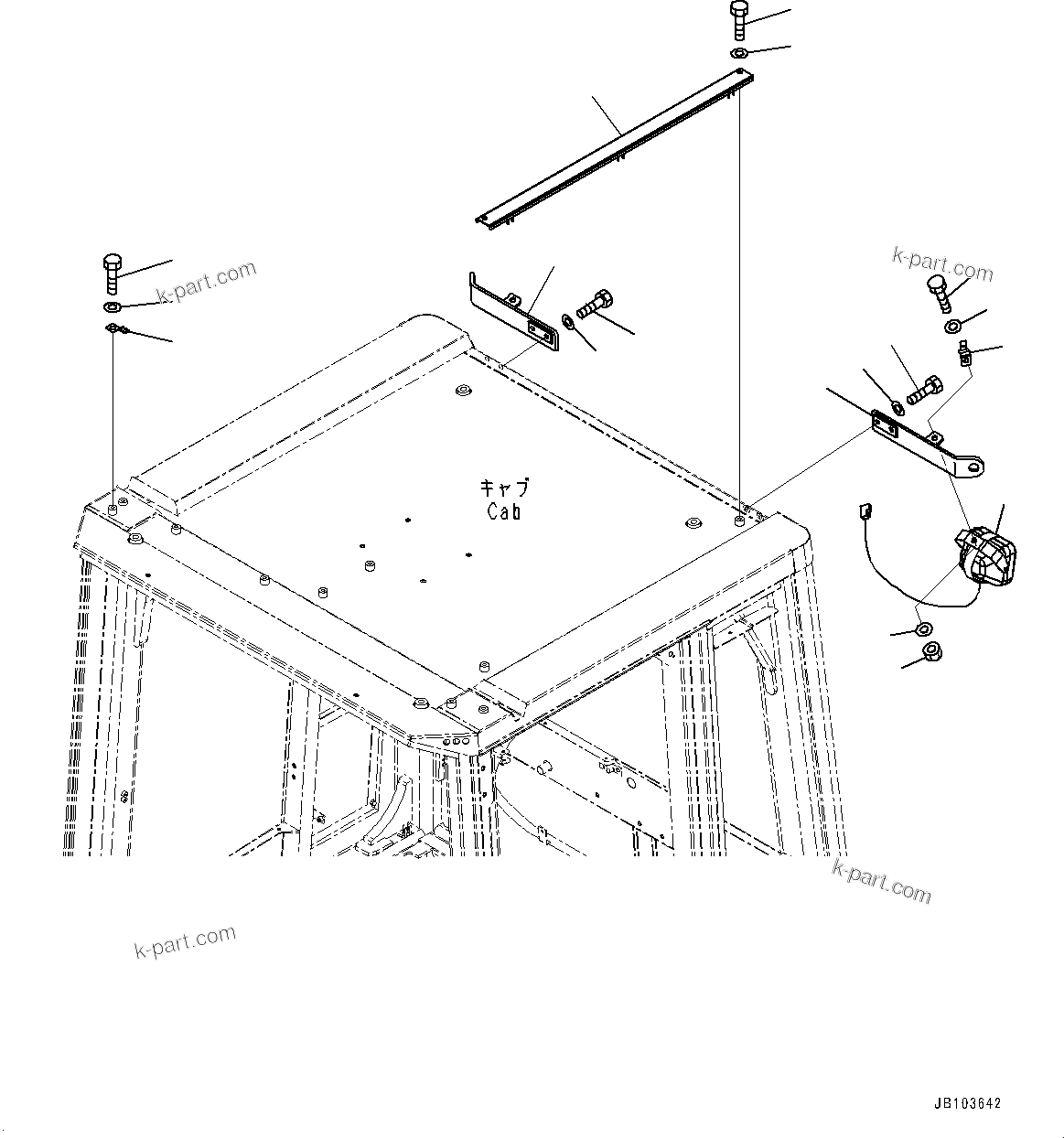 Komatsu parts book diagram for WD600-6R S/N 61001-UP: CAB, CAB IN PARTS, ELECTRIC PARTS (3/3)(#61001-)