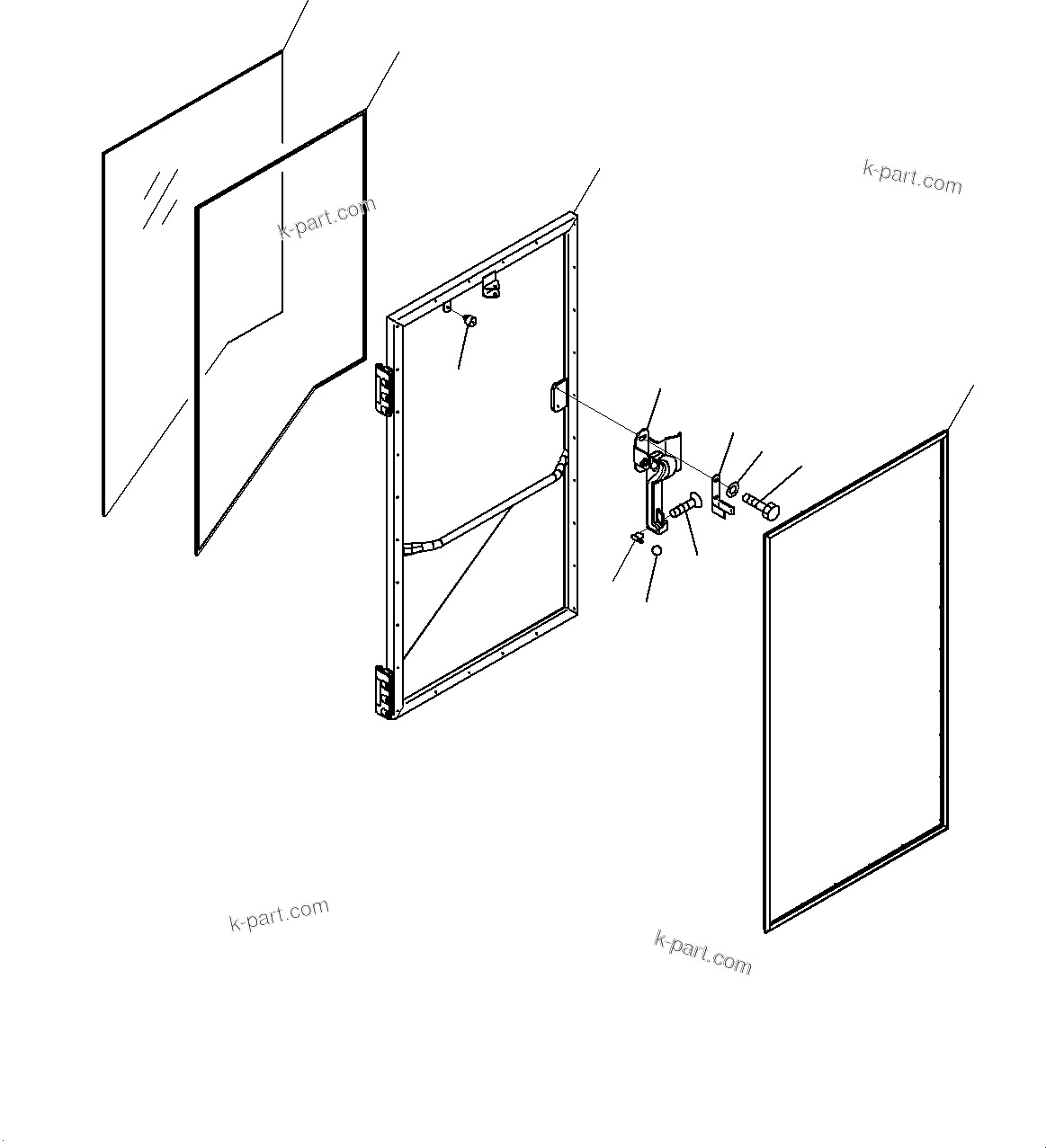 Komatsu parts book diagram for WD600-6R S/N 61001-UP: CAB, DOOR, R.H.(#61001-)