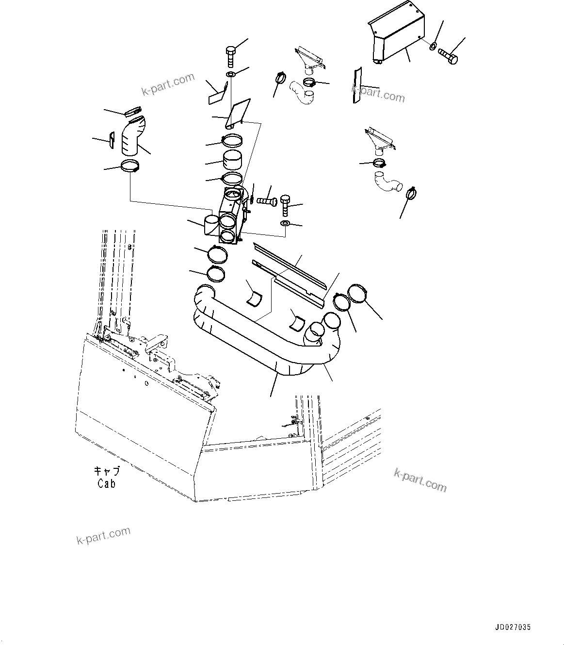 Komatsu parts book diagram for WD600-6R S/N 61001-UP: CAB, AIR CONDITIONER DUCT(#61001-)