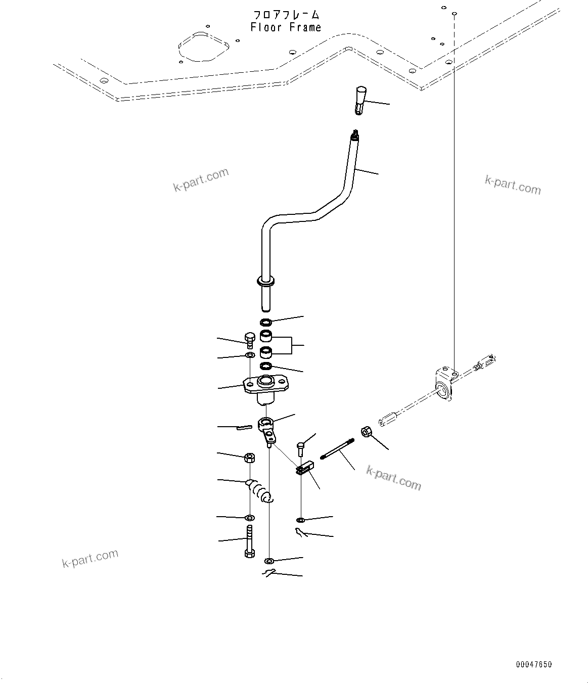 Komatsu parts book diagram for WD600-6R S/N 61001-UP: CAB, LOCK LEVER(#61001-)