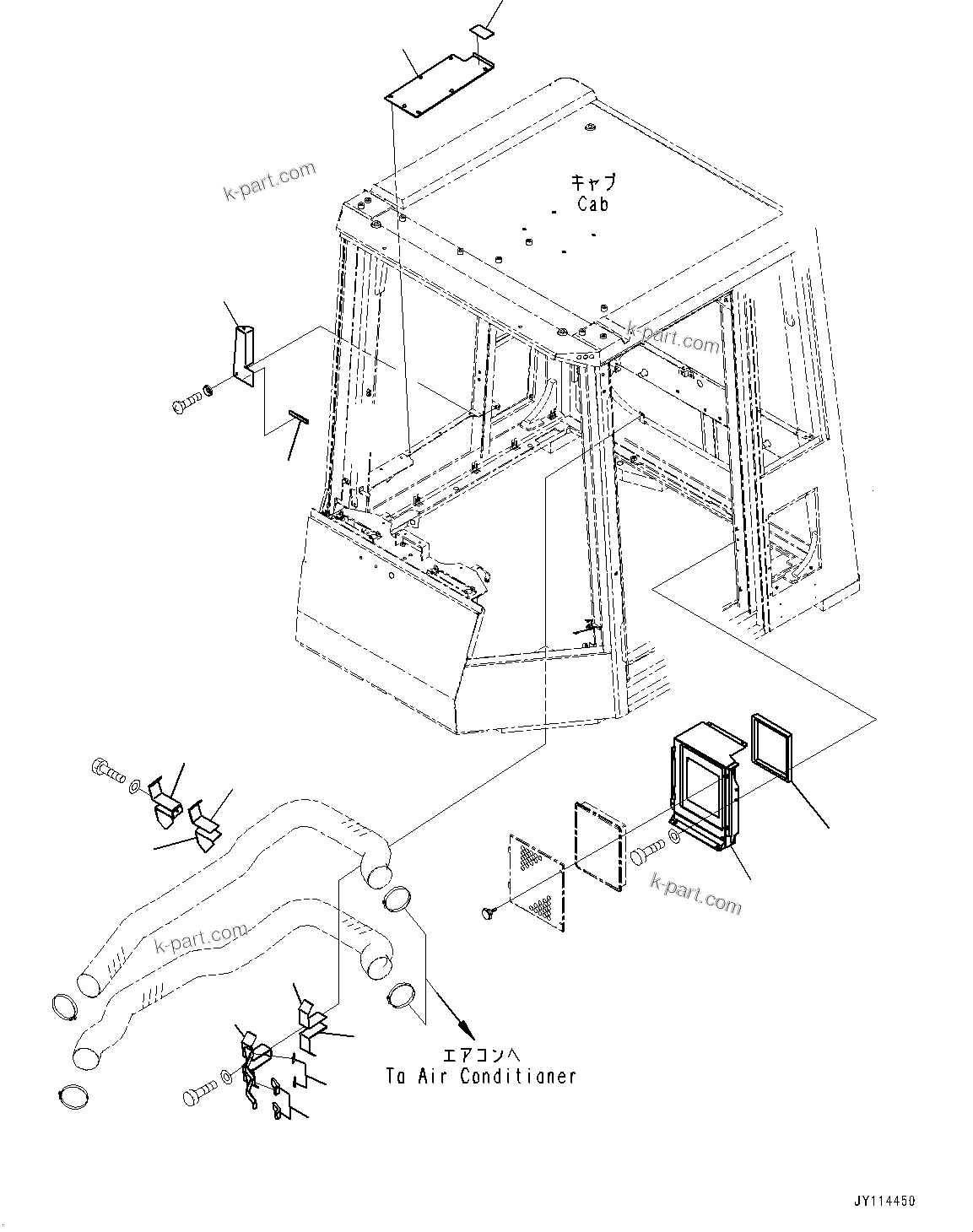 Komatsu parts book diagram for WD600-6R S/N 61001-UP: CAB, RELATED PARTS(#61001-)