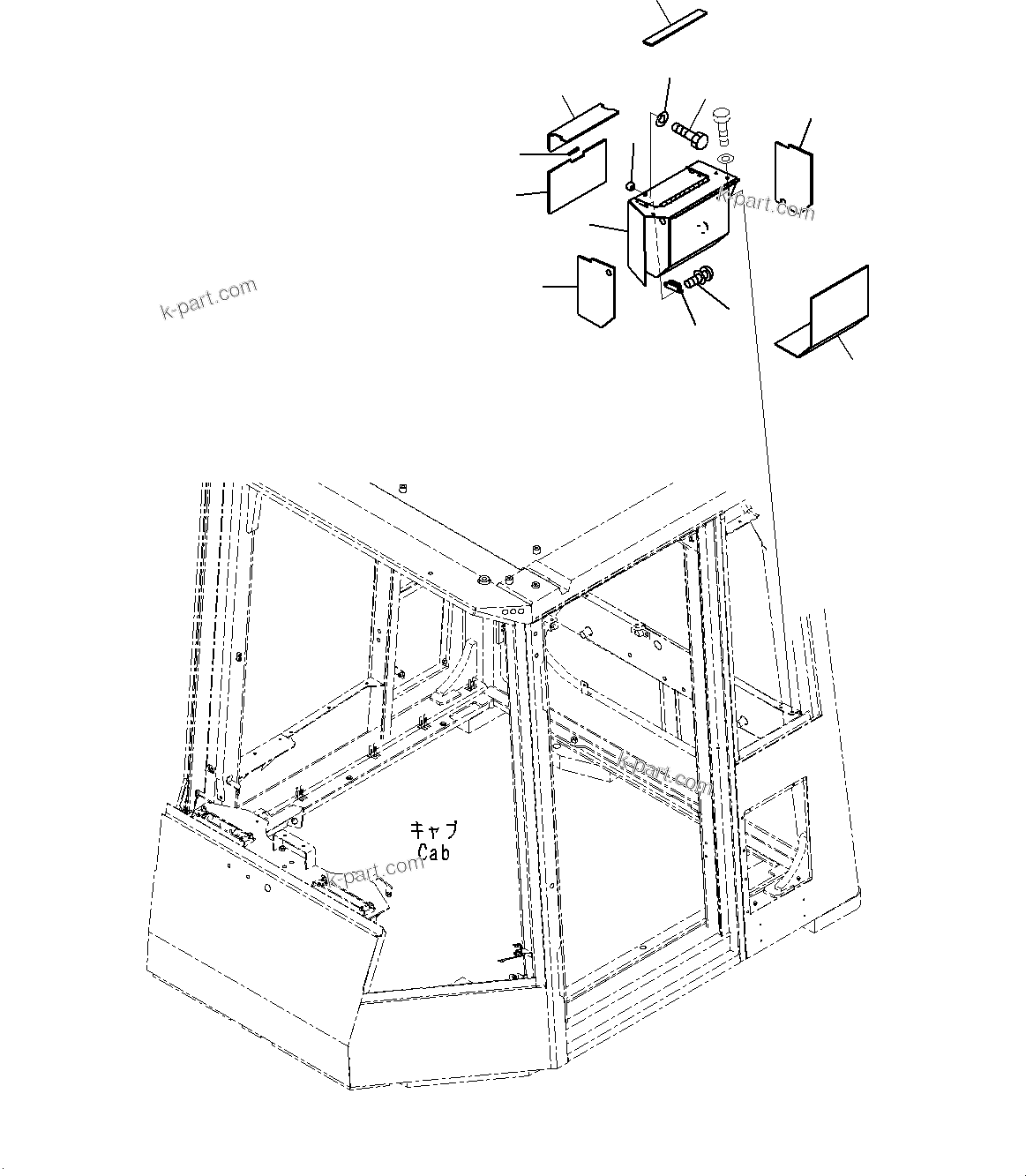 Komatsu parts book diagram for WD600-6R S/N 61001-UP: CAB, COOLER AND HEATER BOX(#61001-)