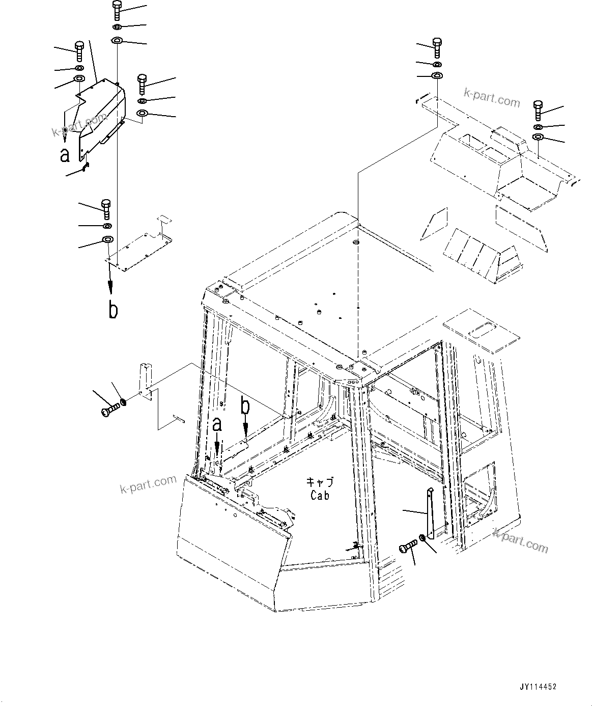 Komatsu parts book diagram for WD600-6R S/N 61001-UP: CAB, SIDE COVER (2/3)(#61001-)