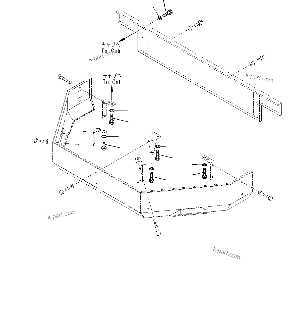 Komatsu parts book diagram for WD600-6R S/N 61001-UP: CAB, MOUNTING (2/2)(#61001-)