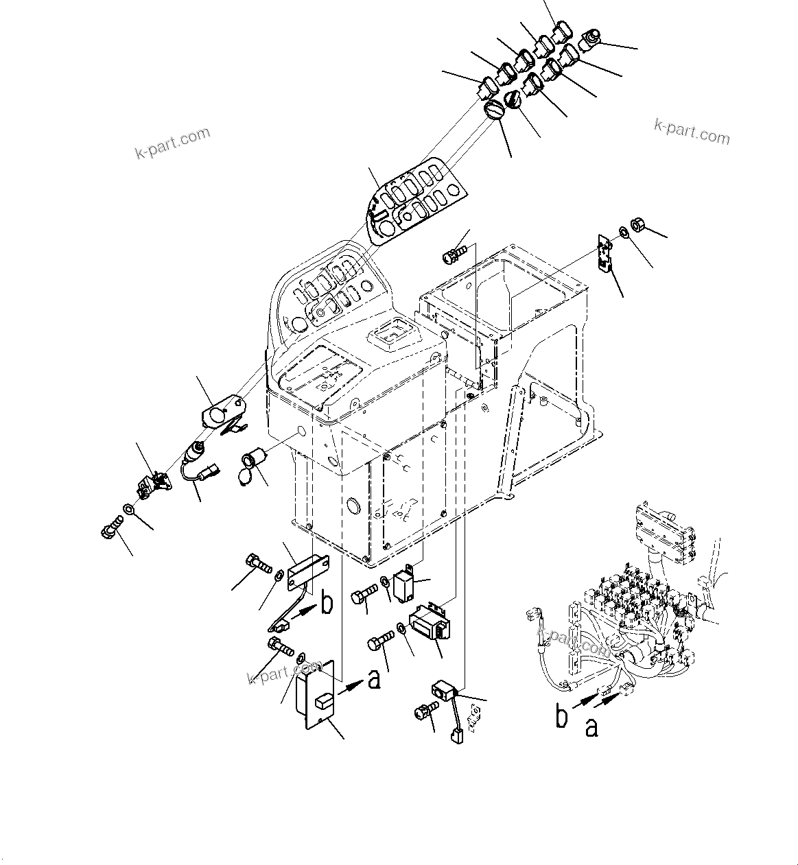 Komatsu parts book diagram for WD600-6R S/N 61001-UP: FLOOR, CONSOLE BOX SWITCH(#60001-)