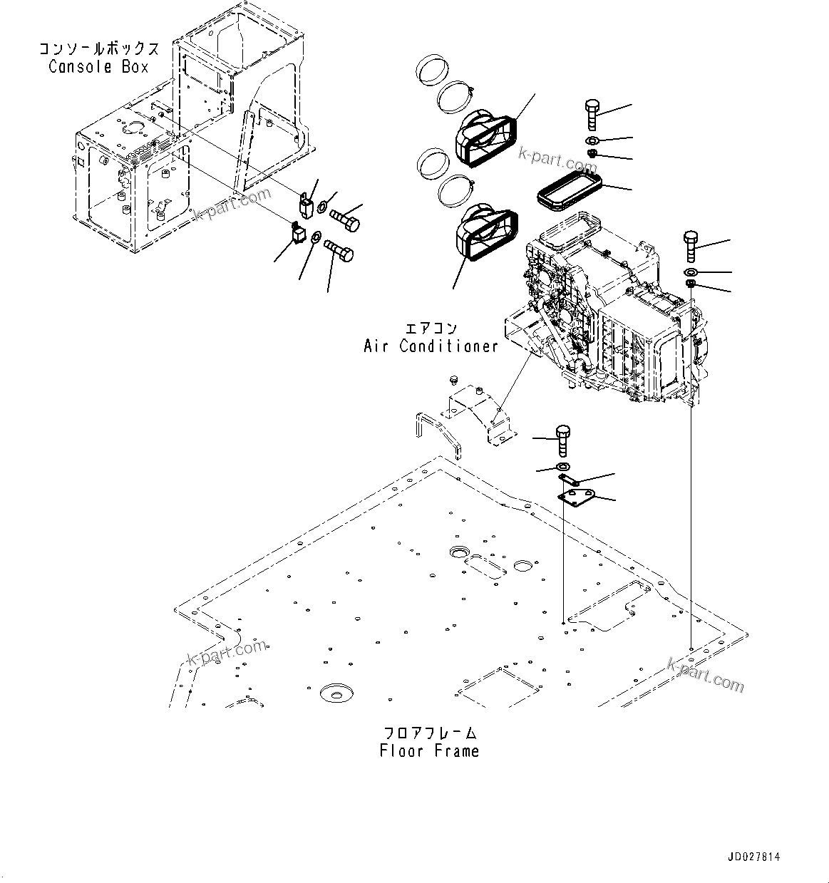 Komatsu parts book diagram for WD600-6R S/N 61001-UP: FLOOR, AIR CONDITIONER RELATED PARTS(#60001-)