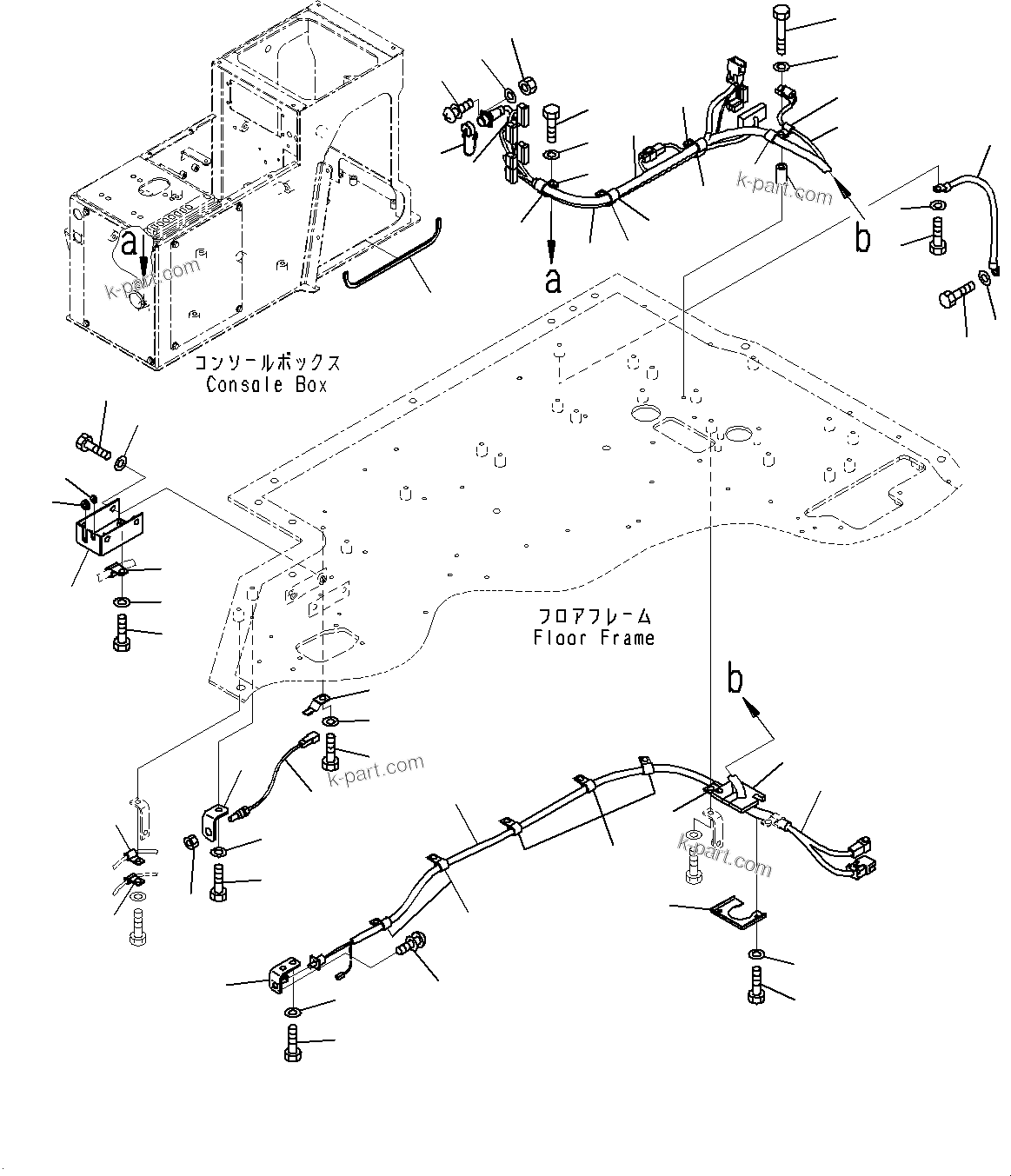 Komatsu parts book diagram for WD600-6R S/N 61001-UP: FLOOR, VEHICLE HEALTH MONITORING SYSTEM (VHMS) WIRING HARNESS (WITH VHMS, ORBCOMM)(#60001-)