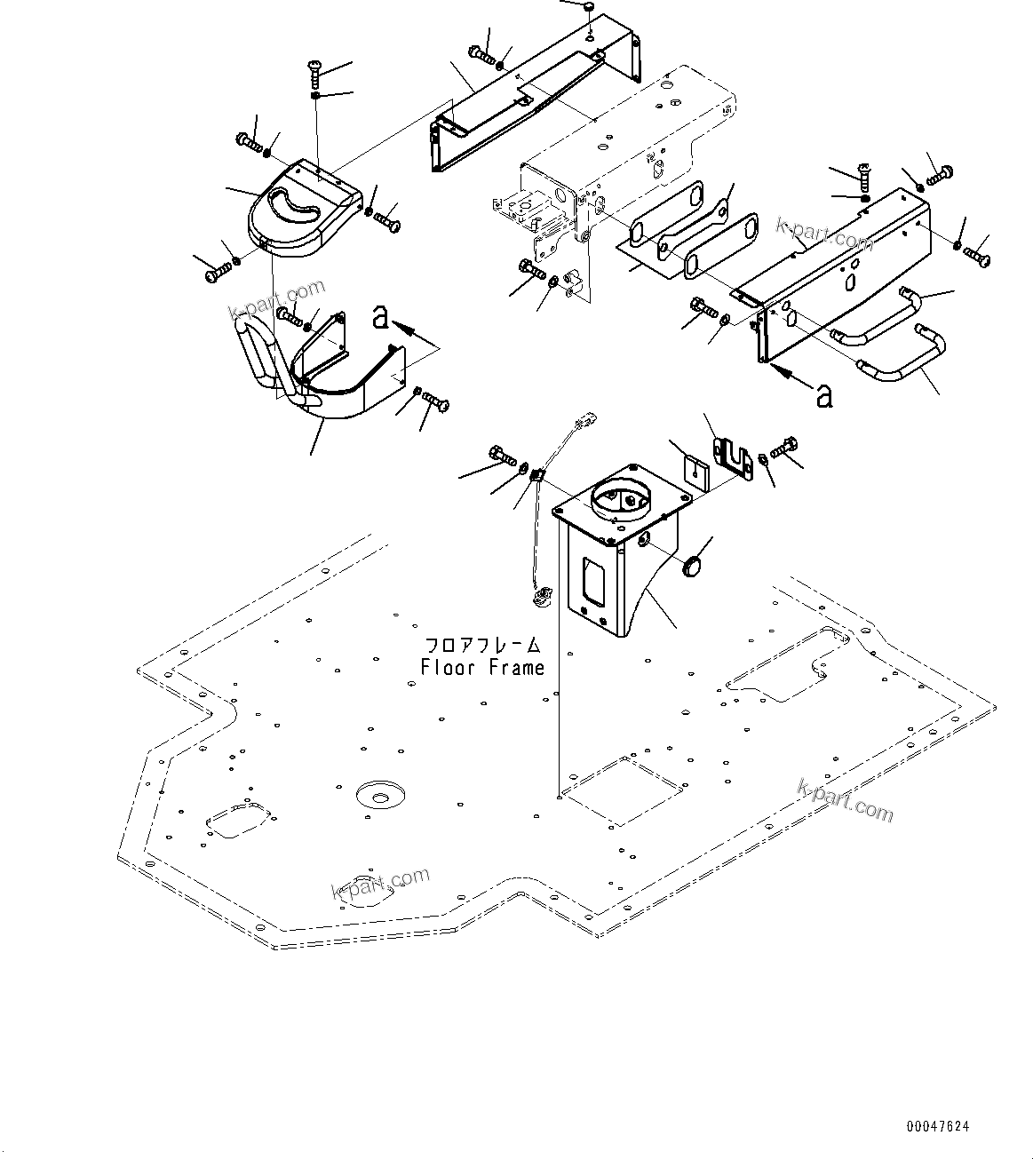Komatsu parts book diagram for WD600-6R S/N 61001-UP: FLOOR, ARMREST ADJUSTER(#60001-)