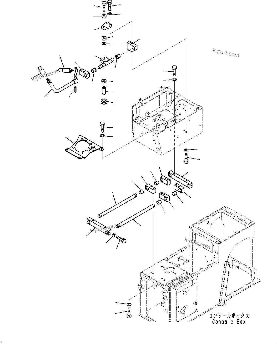 Komatsu parts book diagram for WD600-6R S/N 61001-UP: FLOOR, CONSOLE BOX, R.H. (2/2)(#60001-)