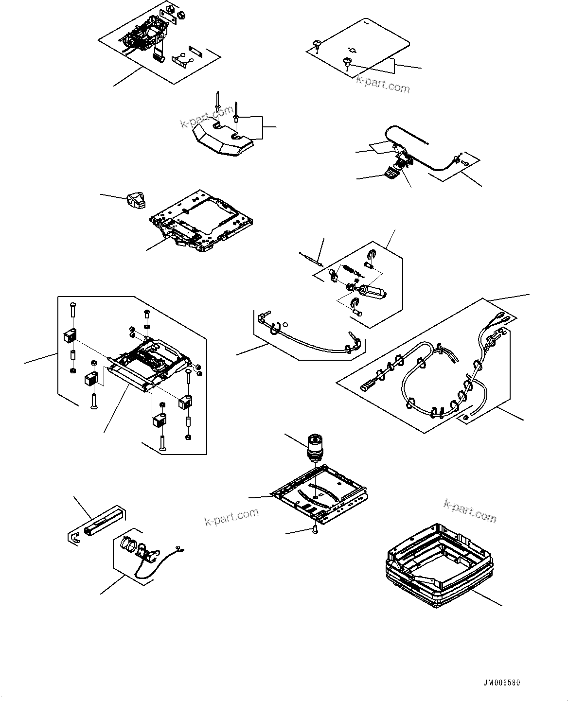 Komatsu parts book diagram for WD600-6R S/N 61001-UP: FLOOR, OPERATOR'S SEAT (2/2)(#60001-)