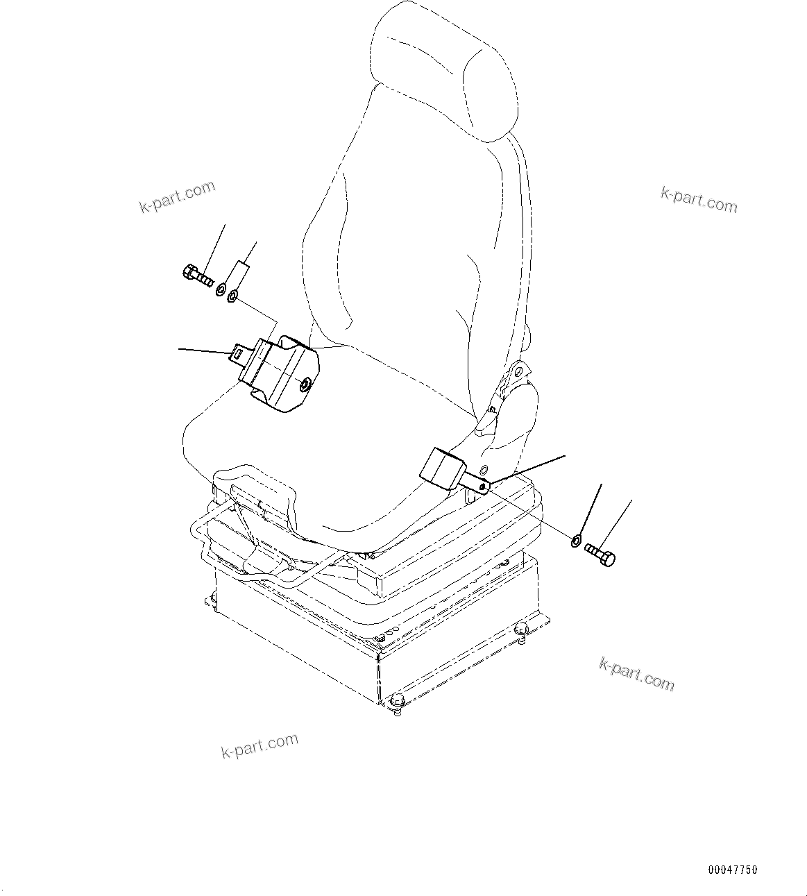 Komatsu parts book diagram for WD600-6R S/N 61001-UP: FLOOR, SEAT BELT (1/2) (WITH 50MM SEAT BELT, 2-POINT TYPE, SUSPENSION TYPE OPERATOR'S SEAT, GRAMMER)(#60001-60016)