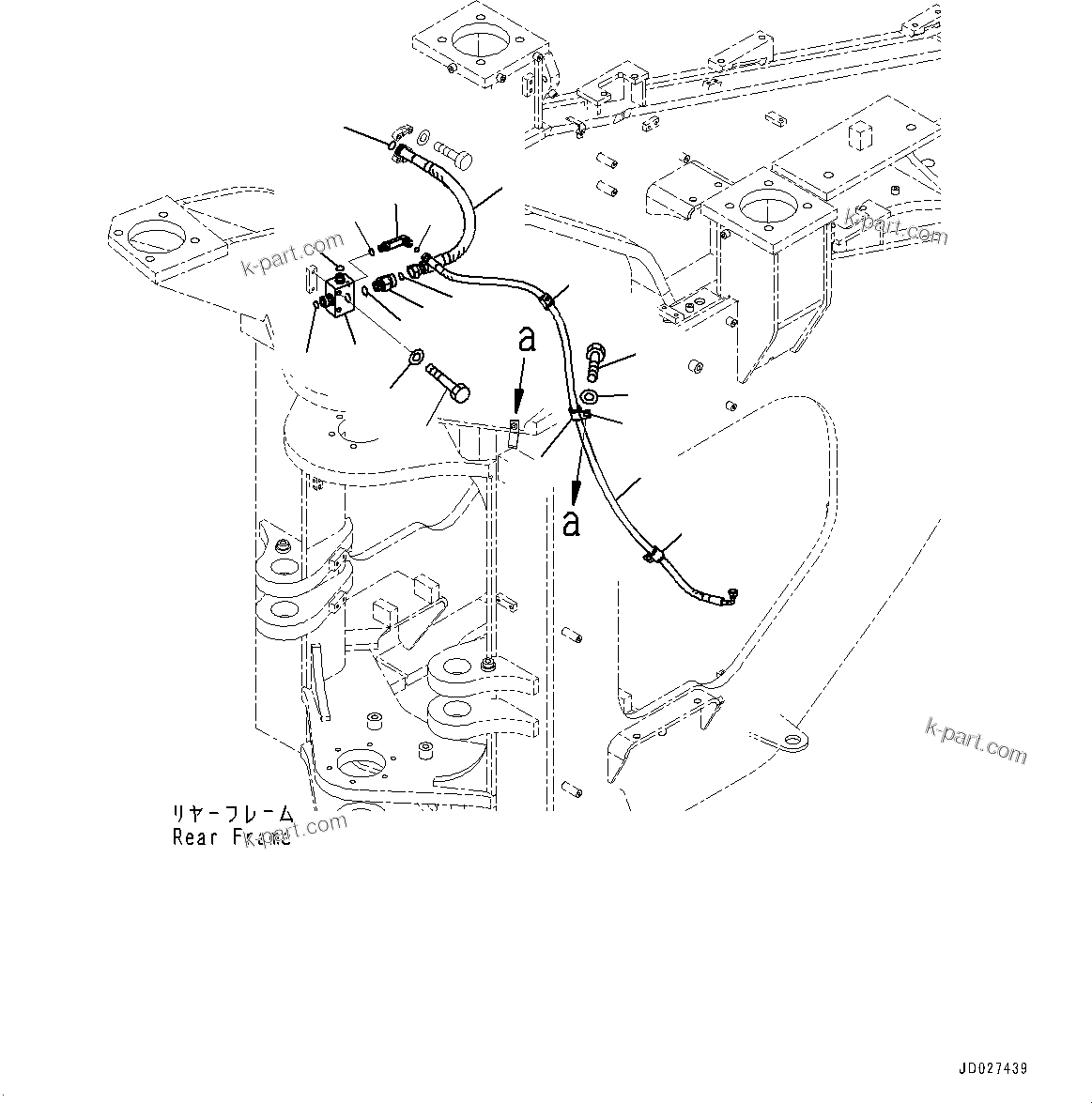 Komatsu parts book diagram for WD600-6R S/N 61001-UP: BRAKE PIPING, DRAIN PIPING(#60001-)