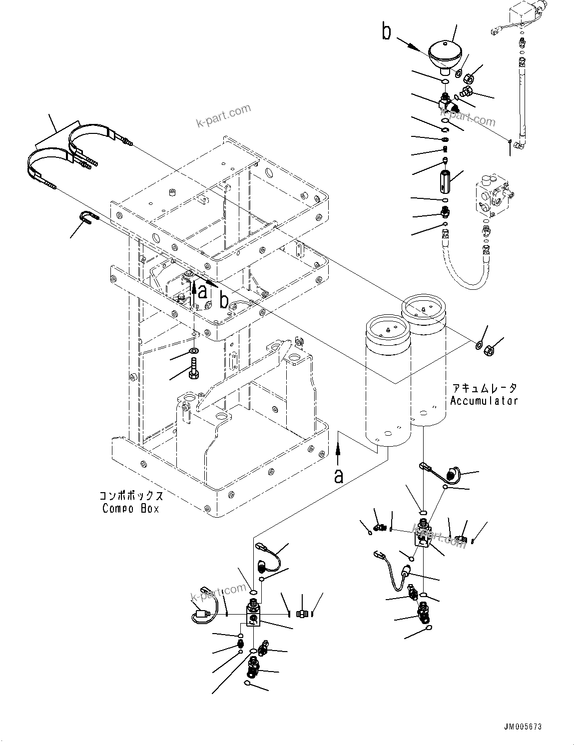 Komatsu parts book diagram for WD600-6R S/N 61001-UP: BRAKE BOX PIPING, ACCUMULATOR RELATED PARTS(#60001-)